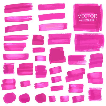 Watercolor Brush Stroke, Set of watercolor Vector Brush Stroke for Design,Deep Pink Watercolor Vector, Hand drawn Watercolor Vector Brush Strokeのイラスト素材