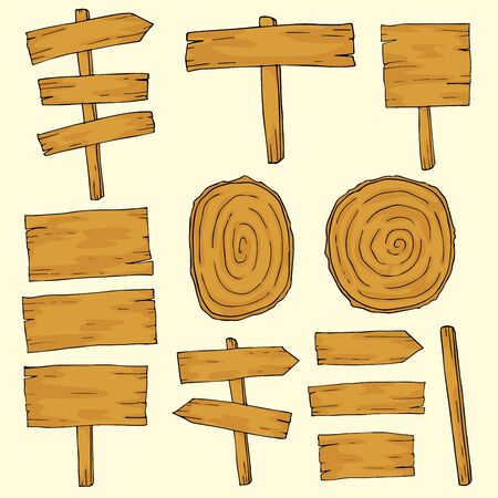 Hand draw wooden tablets, Vector wooden for Design. Decorative wood banners perfect for card making, wedding invitation and moreのイラスト素材