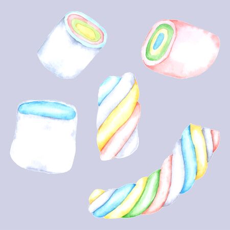 Marshmello watercolour isolated on white backgroundのイラスト素材