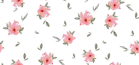 Watercolour flower seamless pattern hand painted for designの写真素材