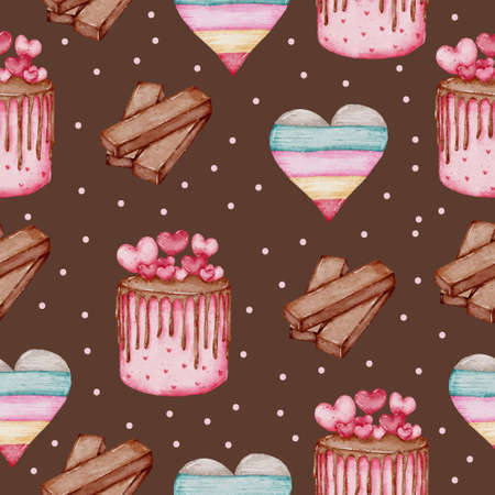 Valentine Seamless Pattern hand paint Watercolourの写真素材