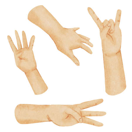 Hands watercolor hand paint collectionの写真素材