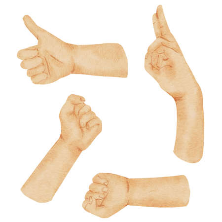 Hands watercolor hand paint collectionの写真素材