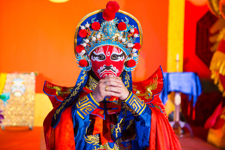 china opera man with red faceの写真素材