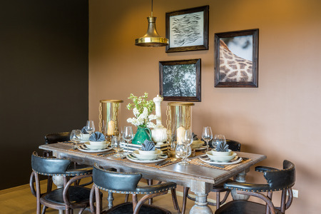NAKHORNRATCHASIMA  THAILAND OCT 11: Luxury Interior living room with kitchen zone and restaurant set...