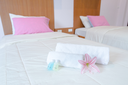 UDONTHANI  THAILAND JAN 6: Interior bed room  set at the HM Hotel on JANUARY 6,2016のeditorial素材