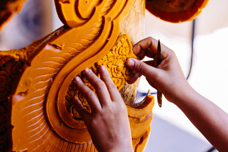 Nakhon ratchasima  Candle Festival, The Candles are carved out of wax, Thai art  July 17, 2016,...