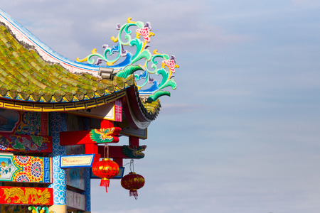 Typical Asian Chinese temple roof architectureの写真素材