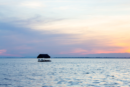 twilight sky and sunset at the seaの写真素材