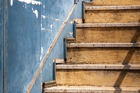 wooden stairs in old wooden houseの写真素材