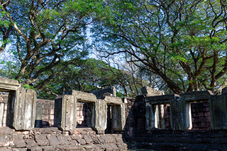 Ancient Khmer stone castle at Phimai District, Thailandの写真素材