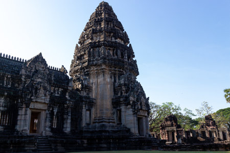 Ancient Khmer stone castle at Phimai District, Thailandのeditorial素材