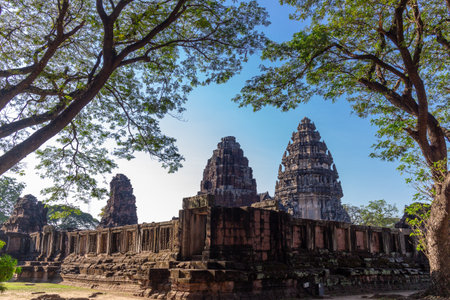 Ancient Khmer stone castle at Phimai District, Thailandのeditorial素材