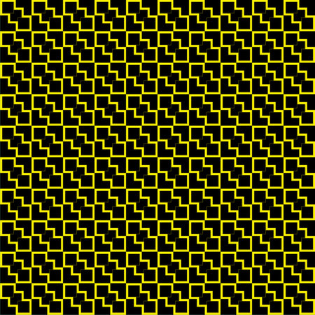 Seamless geometric pattern based on traditional islamic art ornaments. Black and yellow background.の写真素材