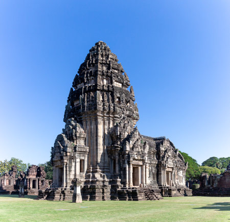 Ancient Khmer stone castle at Phimai District, Thailandのeditorial素材