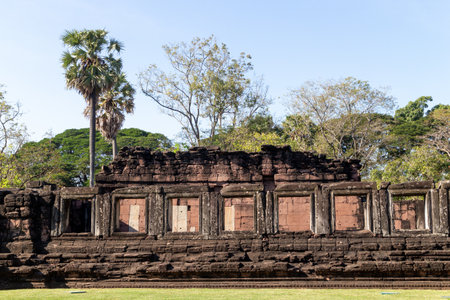 Ancient Khmer stone castle at Phimai District, Thailandのeditorial素材