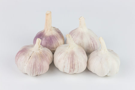Garlic isolated on white background. Clipping path included for easy extraction.の写真素材