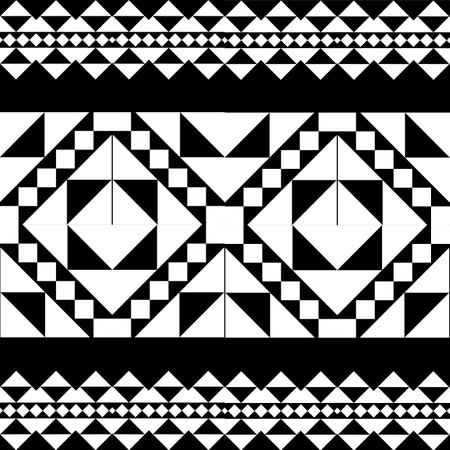 Seamless geometric pattern with triangles and rhombuses. Black and white background.の写真素材