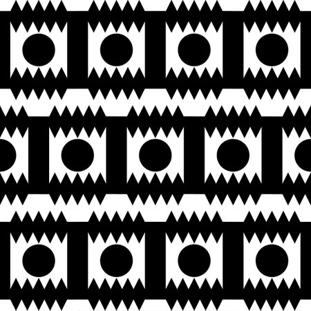 Seamless vector pattern. Black and white geometrical background with hand drawn decorative tribal...