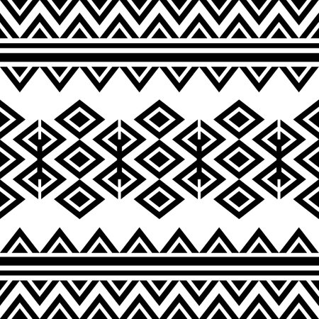 Seamless tribal pattern. Ethnic black and white background. Vector illustration.の写真素材