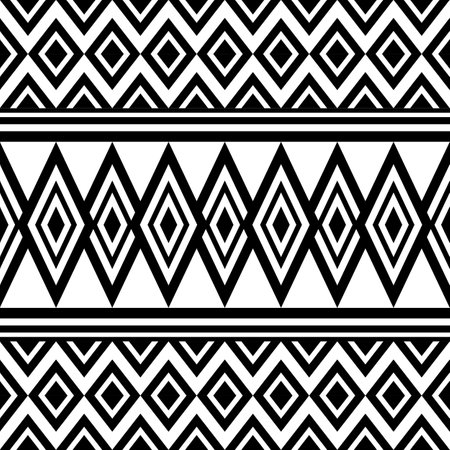 Seamless tribal pattern. Black and white background. Vector illustration.の写真素材