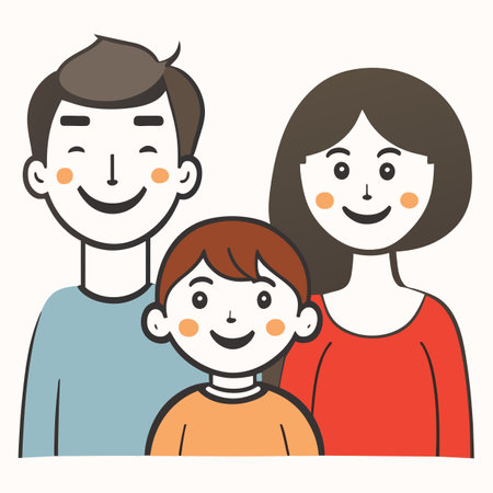 Happy family. Father, mother and son. Vector flat illustration.の写真素材