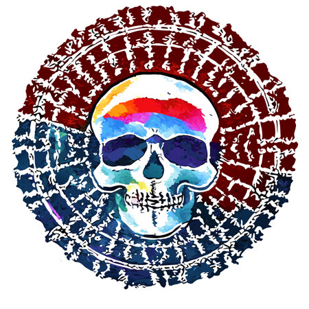 Skull Grunge style. Hand drawn vector illustration.の写真素材