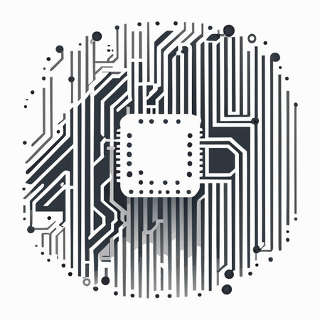 Vector illustration of a circuit board with a chip in the center.の写真素材