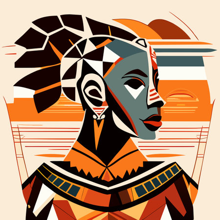 Egyptian woman in a national costume. Vector illustration in retro style.の写真素材