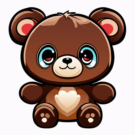 Cute cartoon teddy bear on white background. Vector illustration.の写真素材