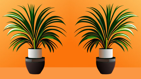 Vector illustration of potted houseplants isolated on orange background.の写真素材