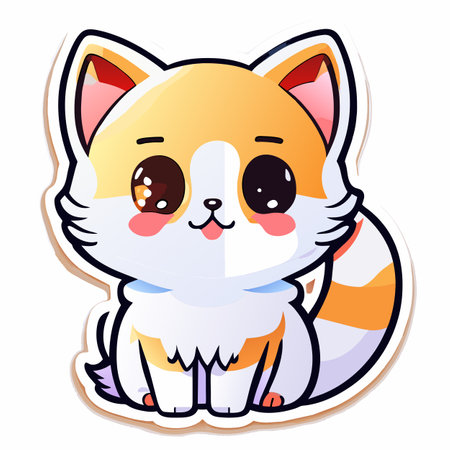 Cute cartoon cat. Vector illustration isolated on a white background.の写真素材