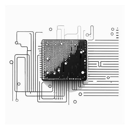 Black microchip on white background. Vector illustration. Eps 10.の写真素材