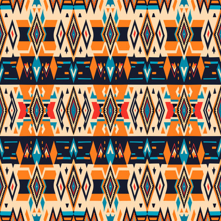 Seamless geometric African pattern. Ethnic ornament on the carpet. Aztec style. Tribal ethnic vector texture.の素材