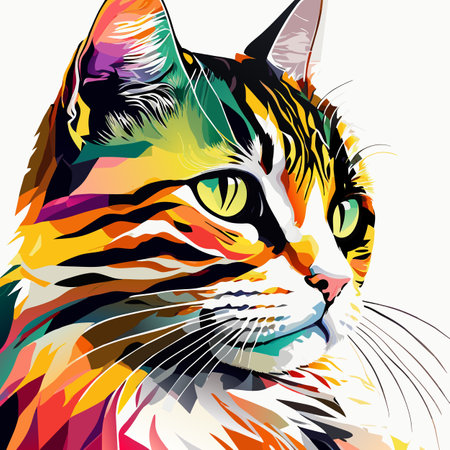 Colorful portrait of a cat. Vector illustration for your design.