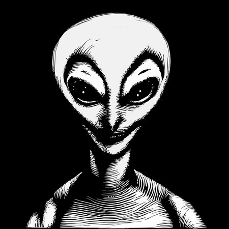 Vector illustration of an alien on a black background. Vector illustration.の写真素材