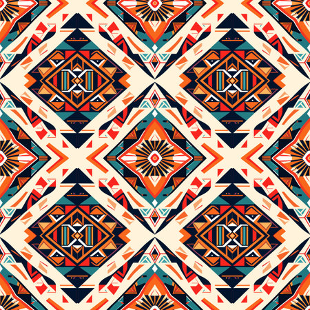 Tribal vector ornament. Ethnic carpet with chevrons. Aztec style. Geometric mosaic on the tile,...