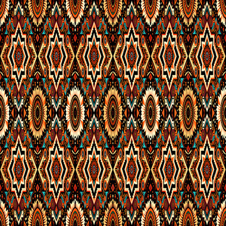 Geometric folklore ornament. Tribal ethnic vector texture. Seamless striped pattern in Aztec style. Figure tribal embroidery. Indian, Scandinavian, Gypsy, Mexican, folk pattern.の写真素材