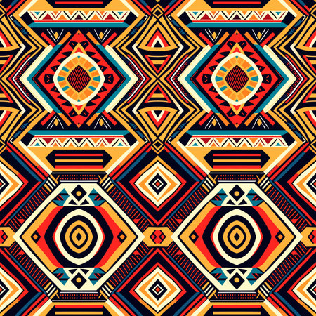 Seamless geometric African pattern. Ethnic ornament on the carpet. Aztec style. Tribal motif. Vector...