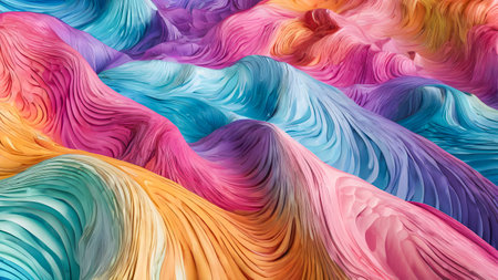 Abstract background of colorful wavy fabric.の素材
