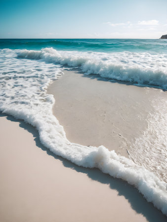 Beautiful beach with white sand, turquoise water and blue skyの素材