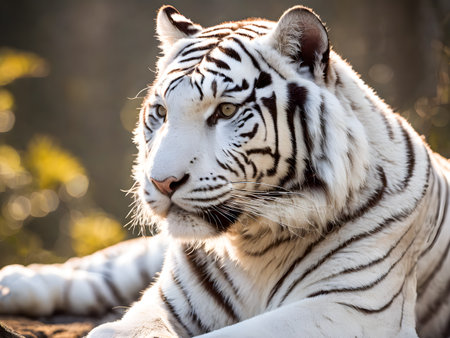 Portrait of a white tiger (Panthera tigris altaica)の素材