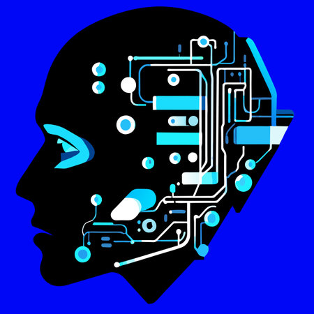 Artificial intelligence concept. Human head with circuit board. Vector illustrationの素材