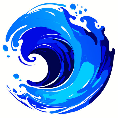 Blue wave on a white background. Vector illustration for your design.の素材