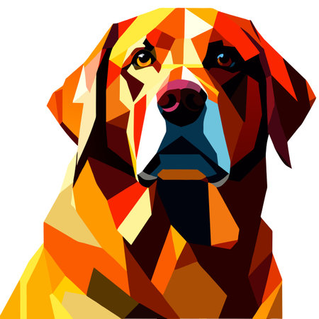 Illustration of a Labrador Retriever in a low poly styleの素材