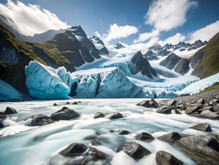 Glacier in Torres del Paine National Park, Patagonia, Chileの素材