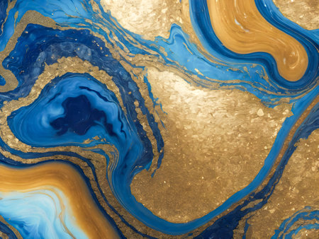 Marble abstract acrylic background. Marbling artwork texture. Agate ripple pattern. Gold powder.の素材