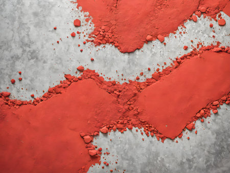 Grunge background with red and white paint splashes.の素材