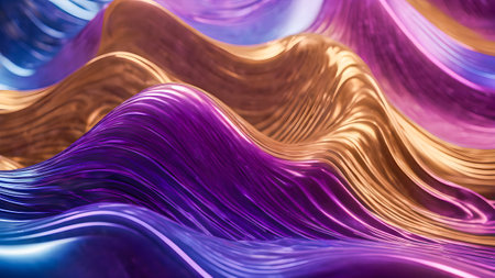 abstract wavy metallic background. Multicolored liquid wave.の素材