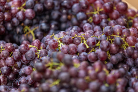 Grapes in a box, close-up, selective focus